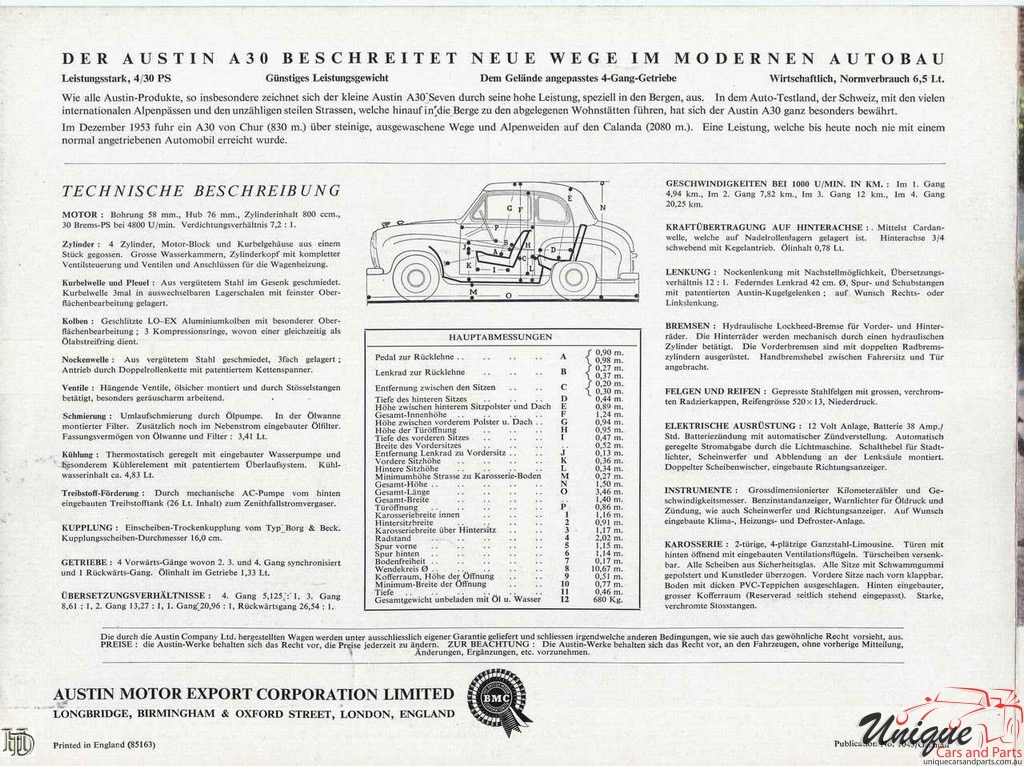 1956 Austin A30 (Germany) Brochure Page 4